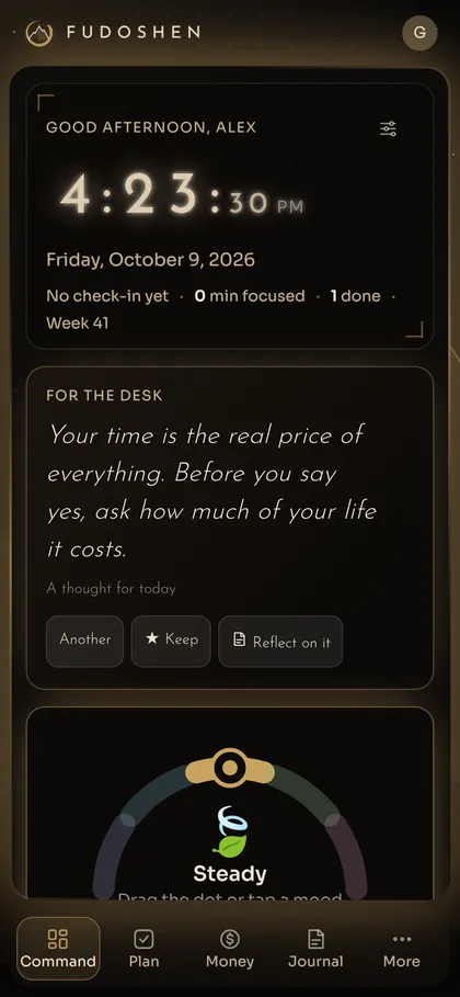 Fudoshen's Command screen on a phone